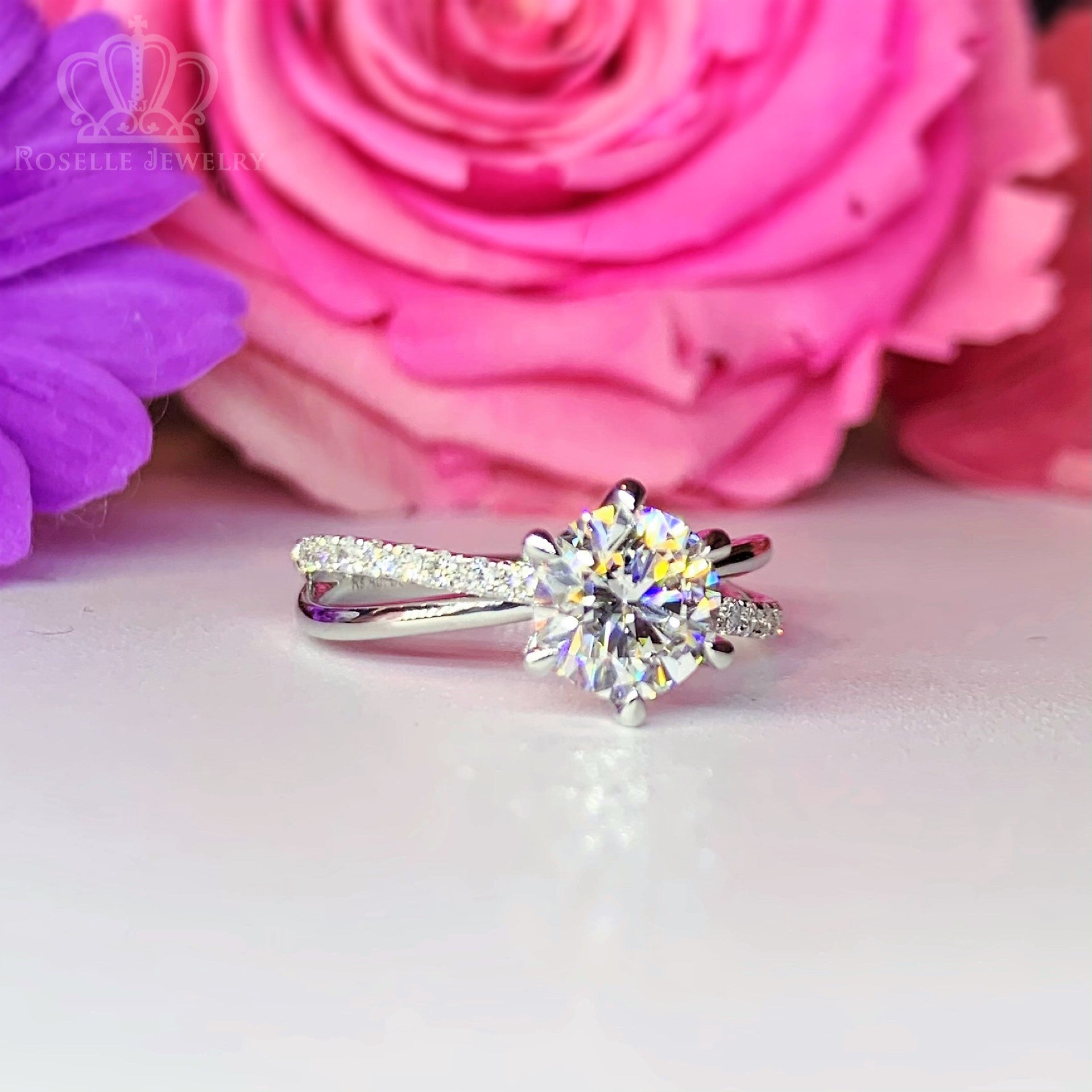 LGR022 - Side Stone Twist Engagement Diamond Ring [Setting Only]