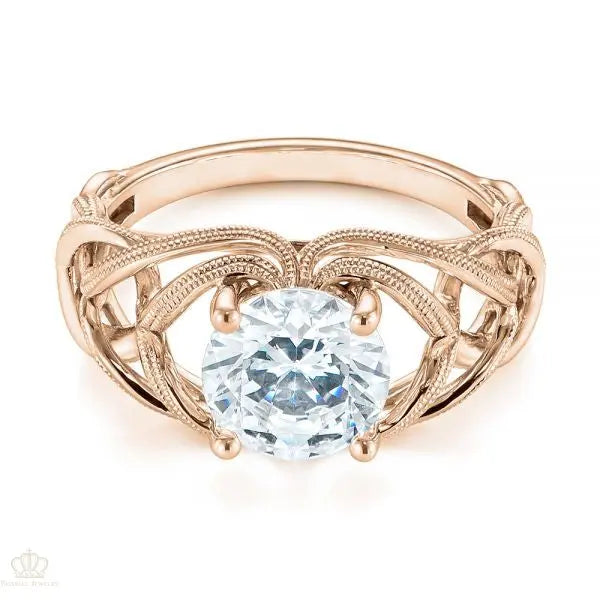 Intertwined Solitaire Diamond Engagement Ring [Setting Only] - EC060 - Roselle Jewelry