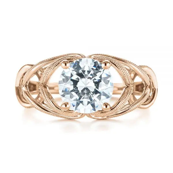 Intertwined Solitaire Diamond Engagement Ring [Setting Only] - EC060 - Roselle Jewelry