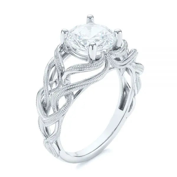 Intertwined Solitaire Diamond Engagement Ring [Setting Only] - EC060 - Roselle Jewelry
