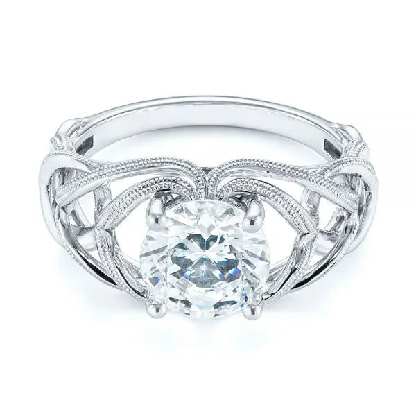 Intertwined Solitaire Diamond Engagement Ring [Setting Only] - EC060 - Roselle Jewelry