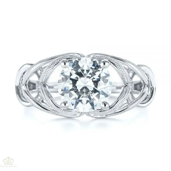 Intertwined Solitaire Diamond Engagement Ring [Setting Only] - EC060 - Roselle Jewelry