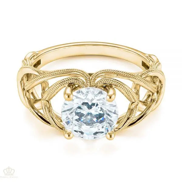 Intertwined Solitaire Diamond Engagement Ring [Setting Only] - EC060 - Roselle Jewelry