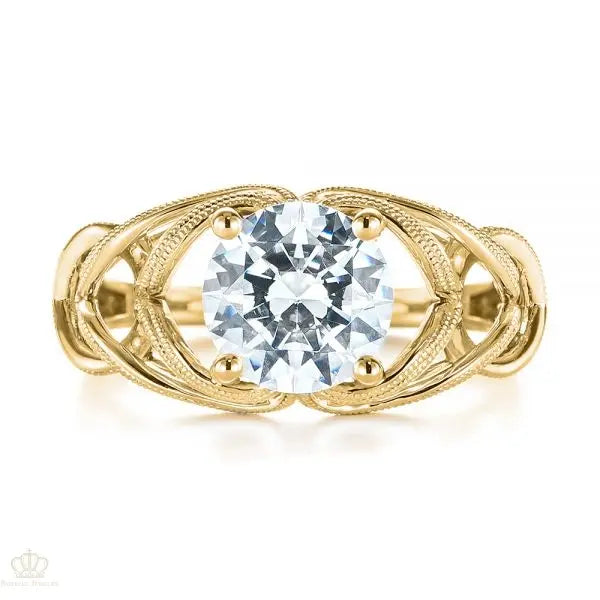 Intertwined Solitaire Diamond Engagement Ring [Setting Only] - EC060 - Roselle Jewelry