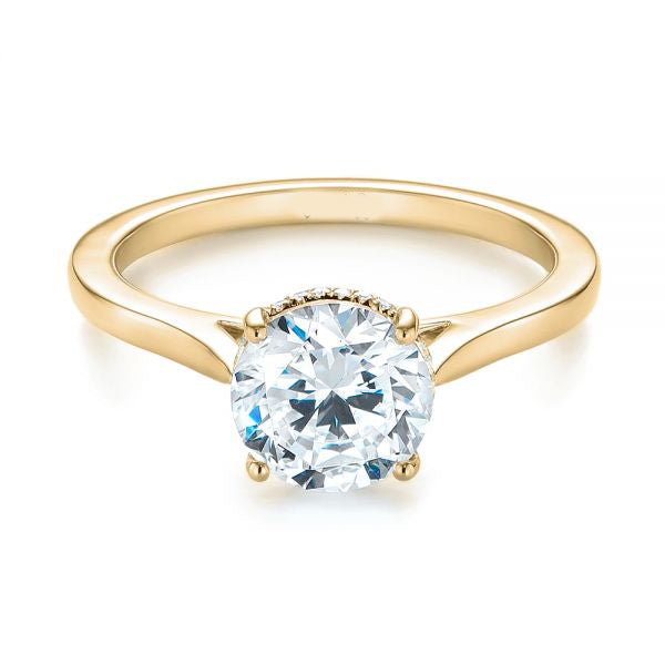 Micro Pave Diamond Side Stone Engagement Ring [Setting Only] - EC087 - Roselle Jewelry