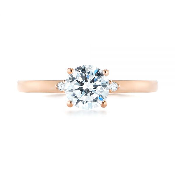 Minimalist Diamond Side Stone Engagement Ring [Setting Only] - EC081 - Roselle Jewelry