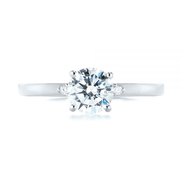 Minimalist Diamond Side Stone Engagement Ring [Setting Only] - EC081 - Roselle Jewelry