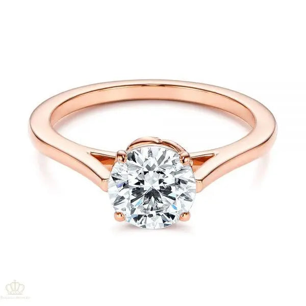 Four Prong Leaf Solitaire Diamond Engagement Ring [Setting Only] - EC026 - Roselle Jewelry
