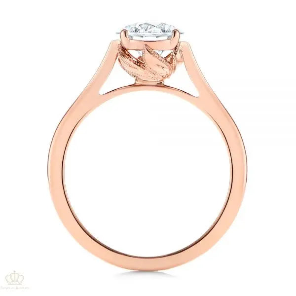 Four Prong Leaf Solitaire Diamond Engagement Ring [Setting Only] - EC026 - Roselle Jewelry
