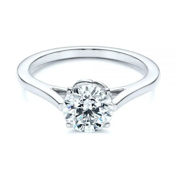 Four Prong Leaf Solitaire Diamond Engagement Ring [Setting Only] - EC026 - Roselle Jewelry