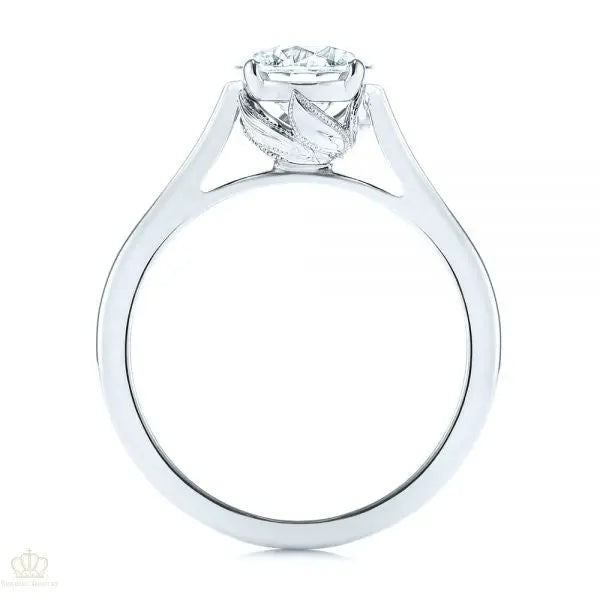 Four Prong Leaf Solitaire Diamond Engagement Ring [Setting Only] - EC026 - Roselle Jewelry