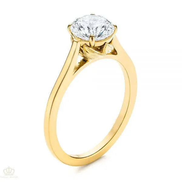 Four Prong Leaf Solitaire Diamond Engagement Ring [Setting Only] - EC026 - Roselle Jewelry