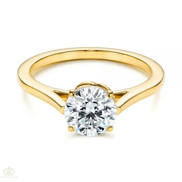 Four Prong Leaf Solitaire Diamond Engagement Ring [Setting Only] - EC026 - Roselle Jewelry