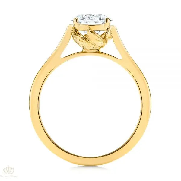 Four Prong Leaf Solitaire Diamond Engagement Ring [Setting Only] - EC026 - Roselle Jewelry