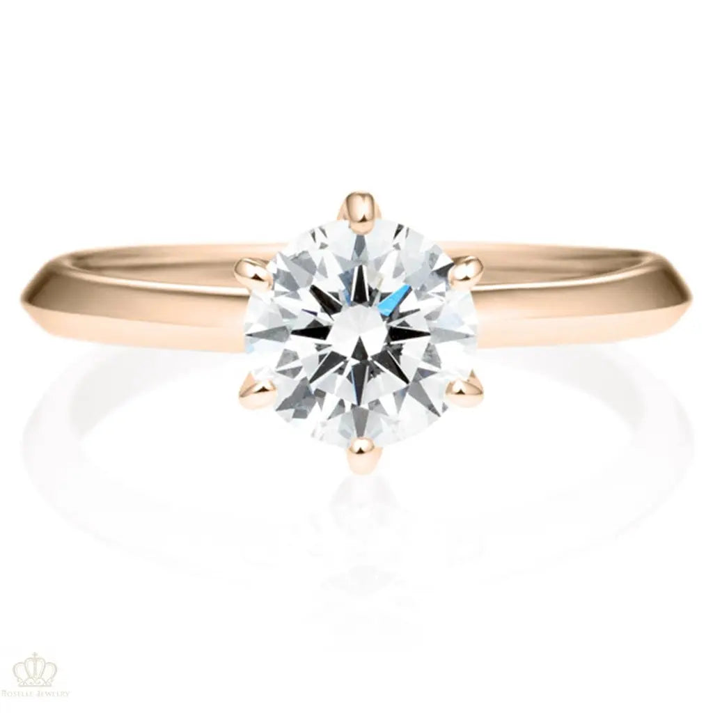 Six Prong Solitaire Round Brilliant Engagement Ring [Setting Only] - EC007 - Roselle Jewelry