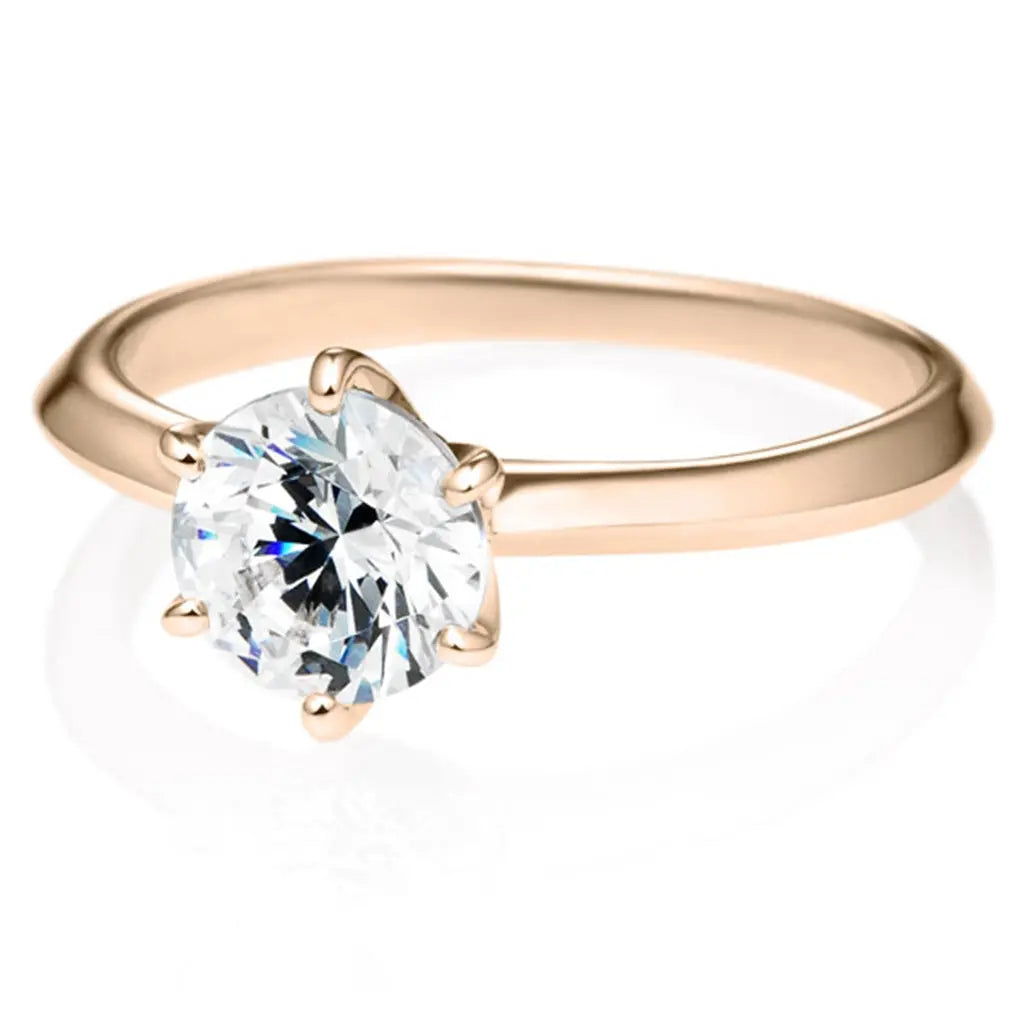 Six Prong Solitaire Round Brilliant Engagement Ring [Setting Only] - EC007 - Roselle Jewelry