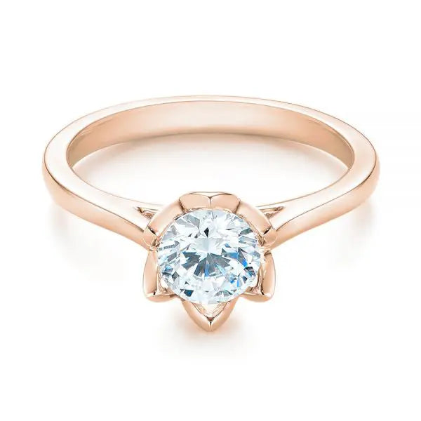 Peekaboo Diamond Solitaire Engagement Ring [Setting Only] - EC067 - Roselle Jewelry