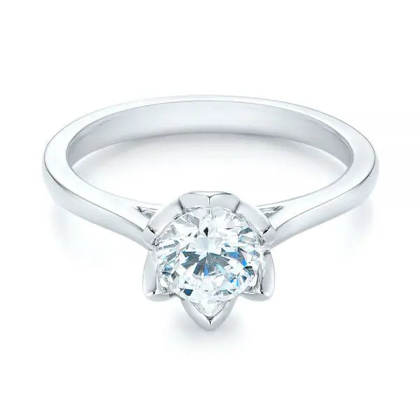 Peekaboo Diamond Solitaire Engagement Ring [Setting Only] - EC067 - Roselle Jewelry