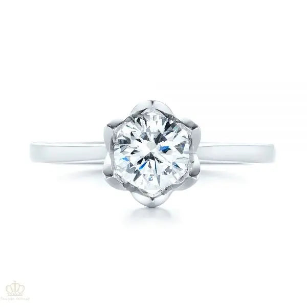 Peekaboo Diamond Solitaire Engagement Ring [Setting Only] - EC067 - Roselle Jewelry