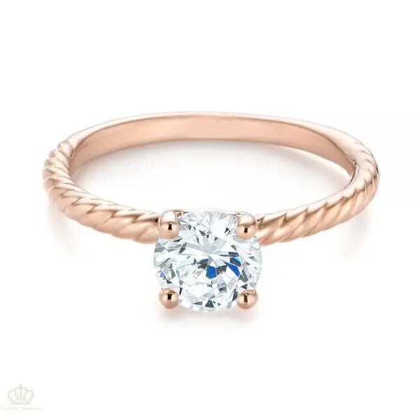 Twist Solitaire Diamond Engagement Ring [Setting Only] - EC044 - Roselle Jewelry