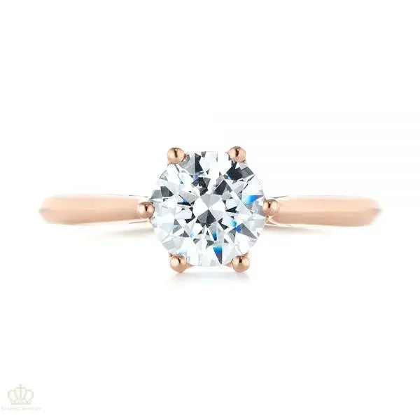 Six Prong Center Crown Solitaire Diamond Engagement Ring [Setting Only] - EC039 - Roselle Jewelry