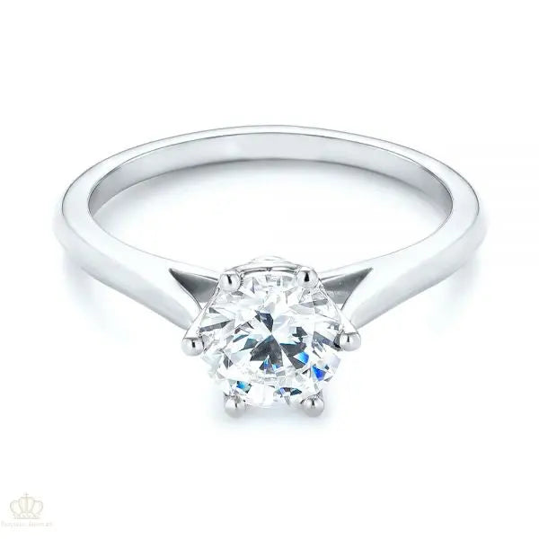 Six Prong Center Crown Solitaire Diamond Engagement Ring [Setting Only] - EC039 - Roselle Jewelry