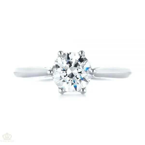 Six Prong Center Crown Solitaire Diamond Engagement Ring [Setting Only] - EC039 - Roselle Jewelry