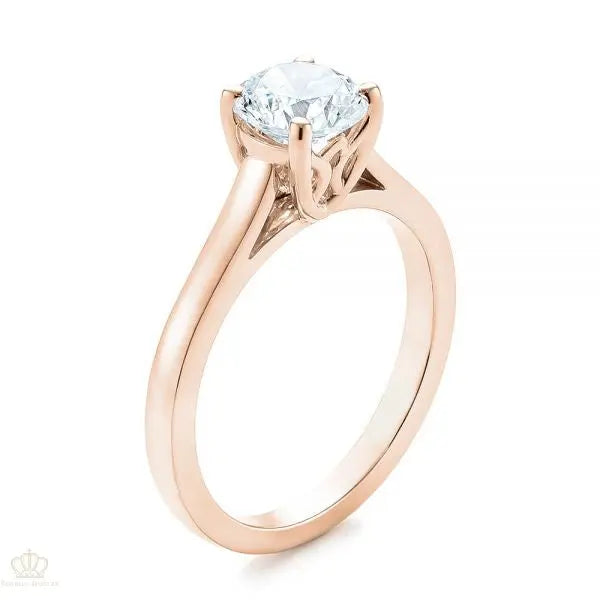 Four Prong Floral Solitaire Diamond Engagement Ring [Setting Only] - EC041 - Roselle Jewelry
