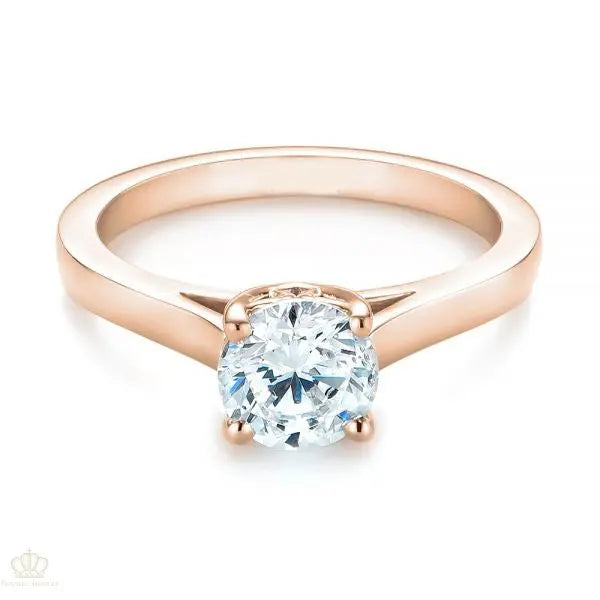 Four Prong Floral Solitaire Diamond Engagement Ring [Setting Only] - EC041 - Roselle Jewelry