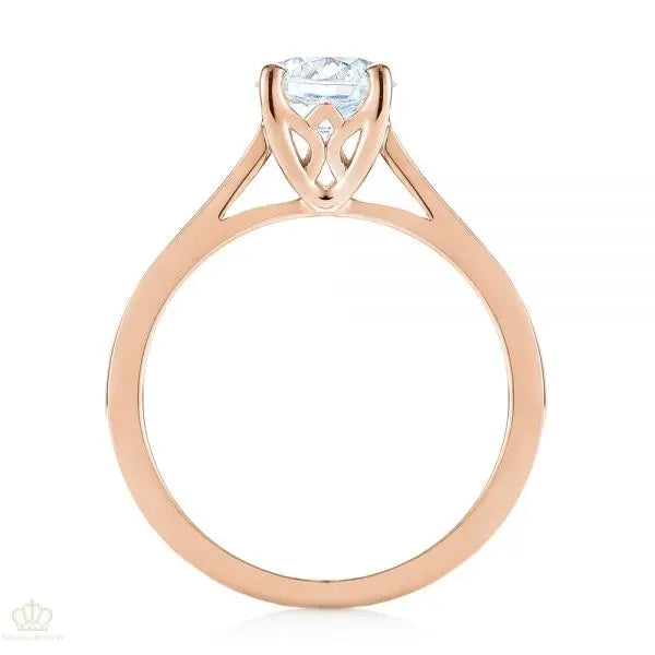 Four Prong Floral Solitaire Diamond Engagement Ring [Setting Only] - EC041 - Roselle Jewelry