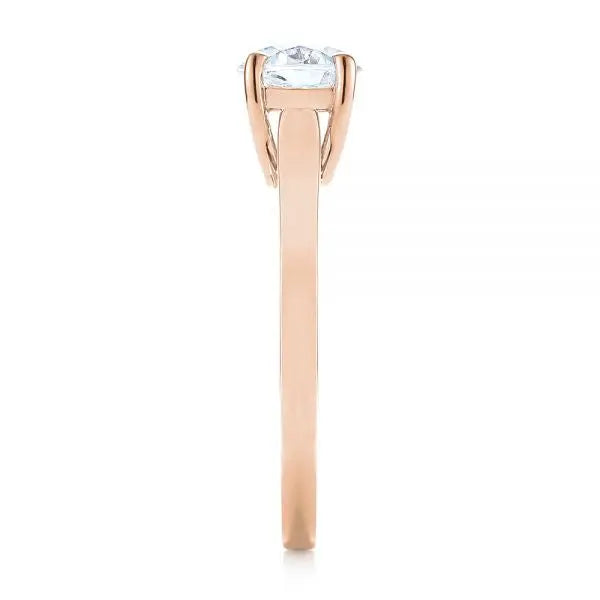 Four Prong Floral Solitaire Diamond Engagement Ring [Setting Only] - EC041 - Roselle Jewelry