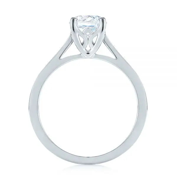 Four Prong Floral Solitaire Diamond Engagement Ring [Setting Only] - EC041 - Roselle Jewelry