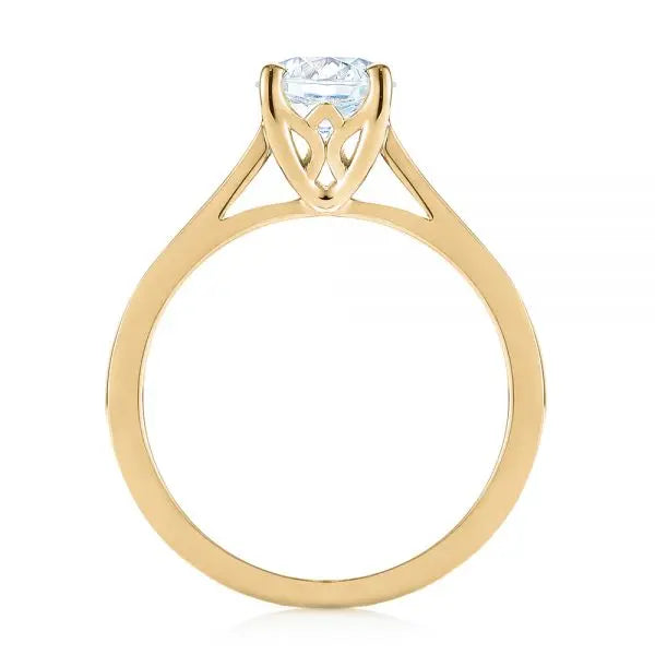 Four Prong Floral Solitaire Diamond Engagement Ring [Setting Only] - EC041 - Roselle Jewelry