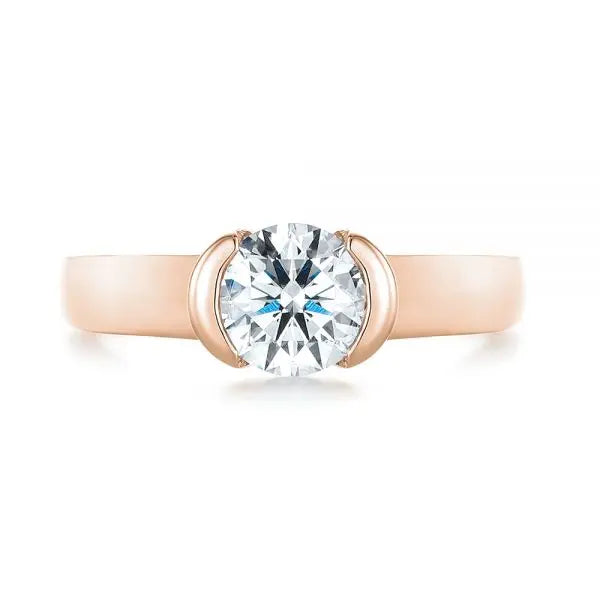 Solitaire Semi-bezel Diamond Engagement Ring [Setting Only] - EC033 - Roselle Jewelry