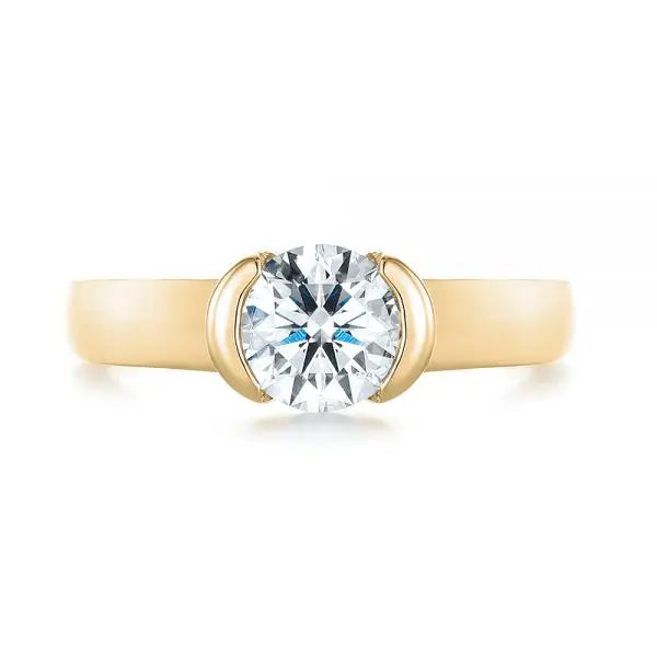 Solitaire Semi-bezel Diamond Engagement Ring [Setting Only] - EC033 - Roselle Jewelry