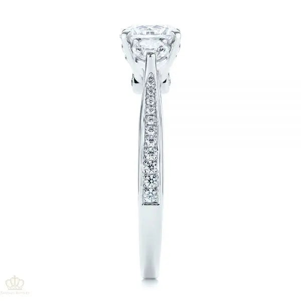Three Stone Filigree Peekaboo Diamond Side Stone Engagement Ring [Setting Only] - EC054 - Roselle Jewelry