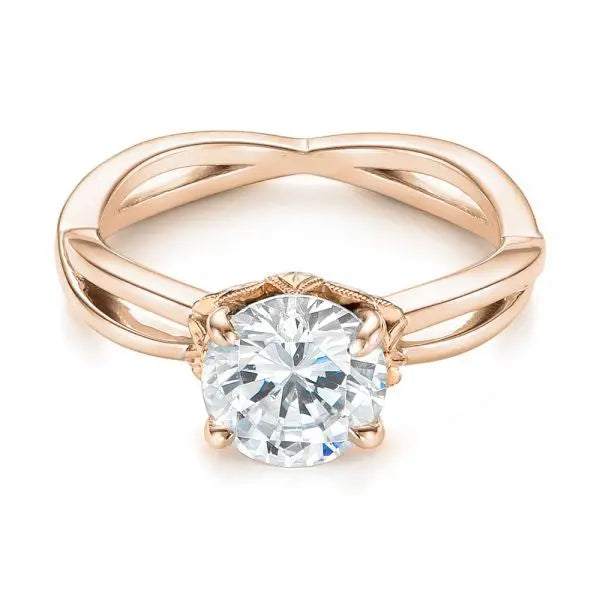 Two Tone Solitaire Diamond Engagement Ring [Setting Only] - EC066 - Roselle Jewelry