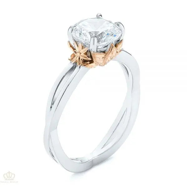 Two Tone Solitaire Diamond Engagement Ring [Setting Only] - EC066 - Roselle Jewelry