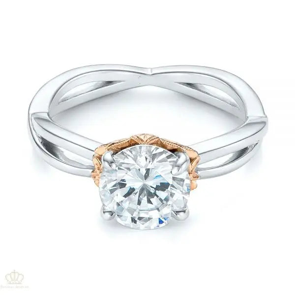 Two Tone Solitaire Diamond Engagement Ring [Setting Only] - EC066 - Roselle Jewelry
