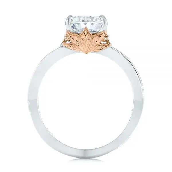 Two Tone Solitaire Diamond Engagement Ring [Setting Only] - EC066 - Roselle Jewelry