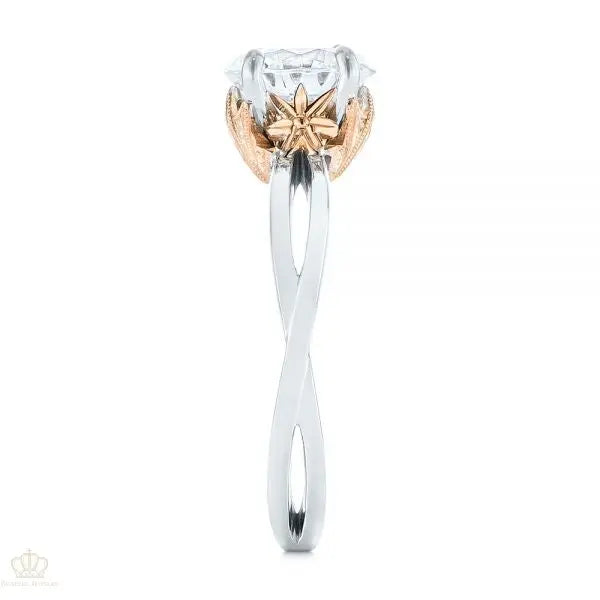 Two Tone Solitaire Diamond Engagement Ring [Setting Only] - EC066 - Roselle Jewelry