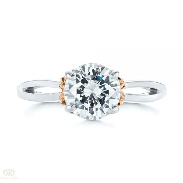 Two Tone Solitaire Diamond Engagement Ring [Setting Only] - EC066 - Roselle Jewelry