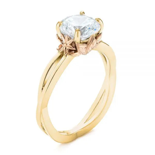 Two Tone Solitaire Diamond Engagement Ring [Setting Only] - EC066 - Roselle Jewelry