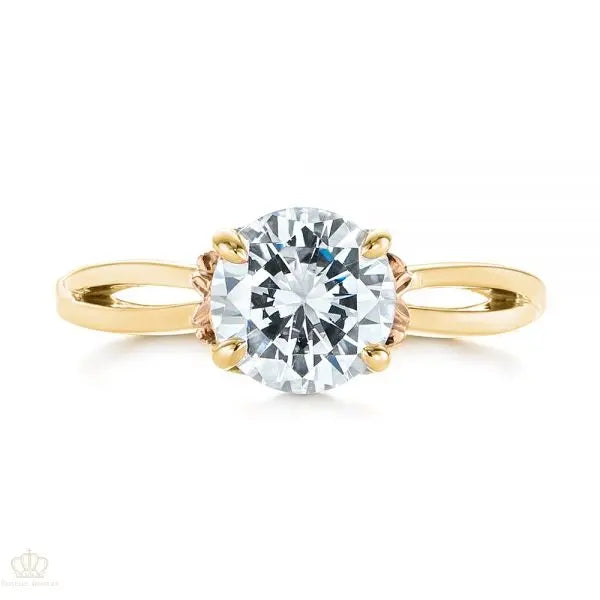 Two Tone Solitaire Diamond Engagement Ring [Setting Only] - EC066 - Roselle Jewelry