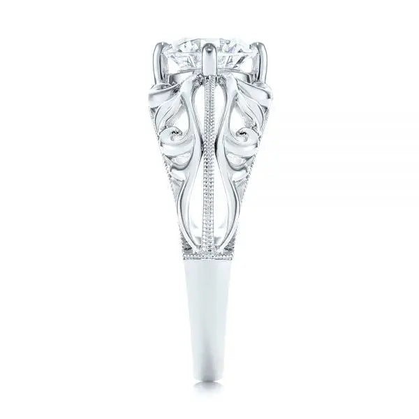 Vintage-inspired Filigree Diamond Solitaire Engagement Ring [Setting Only] - EC027 - Roselle Jewelry