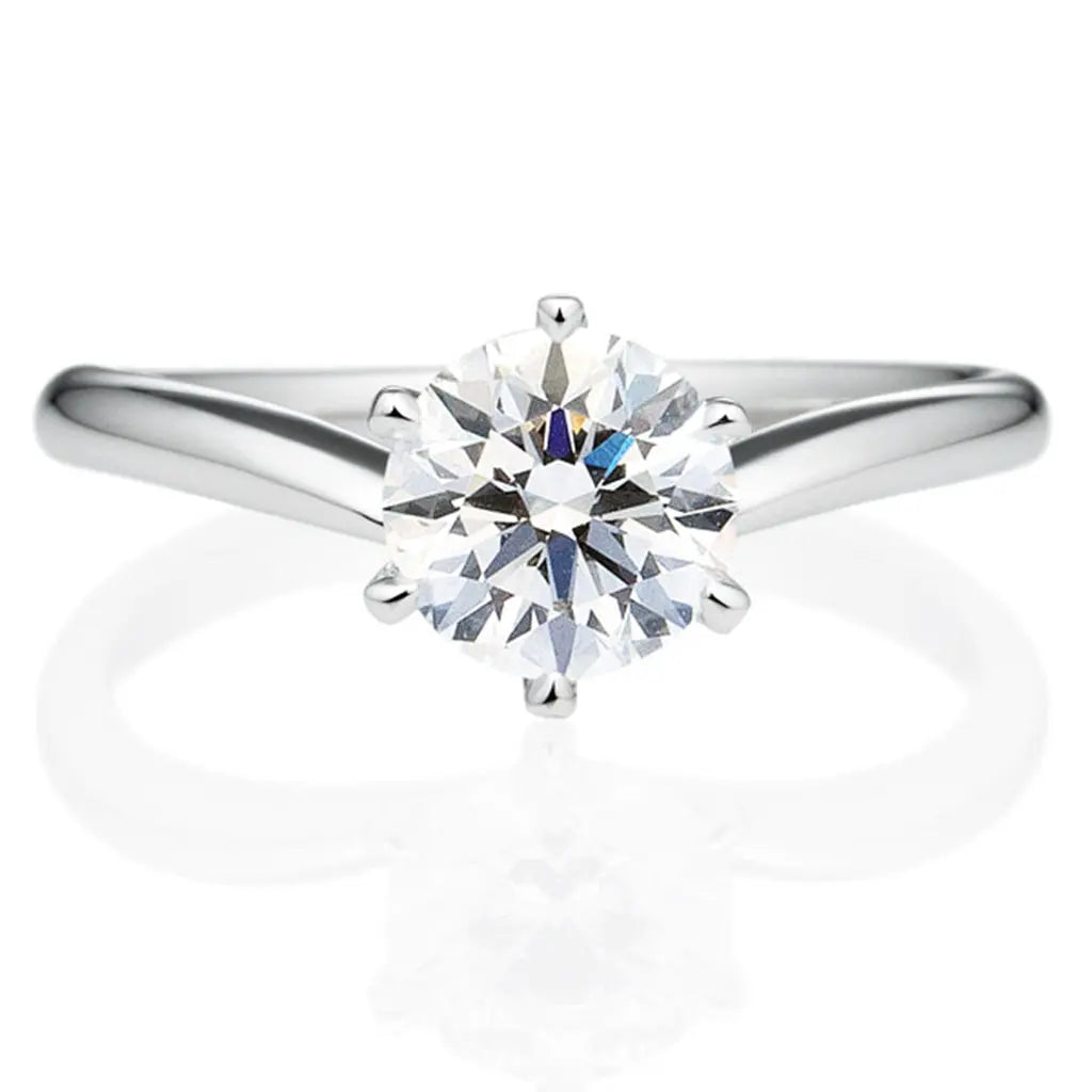 Six Prong Solitaire V Shape Round Brilliant Engagement Ring [Setting Only] - EC006 - Roselle Jewelry