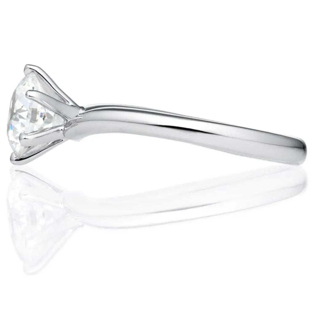 Six Prong Solitaire V Shape Round Brilliant Engagement Ring [Setting Only] - EC006 - Roselle Jewelry