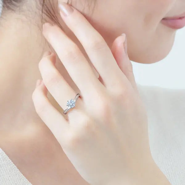 Six Prong V Shape Round Brilliant Engagement Ring [Setting Only] - EC013 - Roselle Jewelry