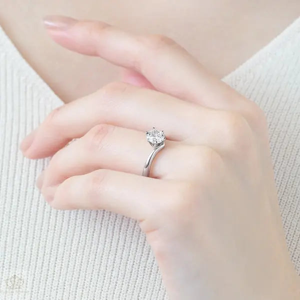 Six Prong V Shape Round Brilliant Engagement Ring [Setting Only] - EC013 - Roselle Jewelry