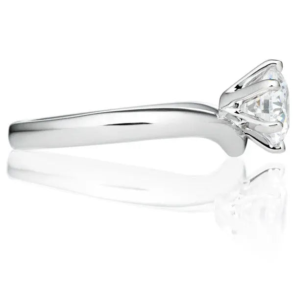 Six Prong V Shape Round Brilliant Engagement Ring [Setting Only] - EC013 - Roselle Jewelry